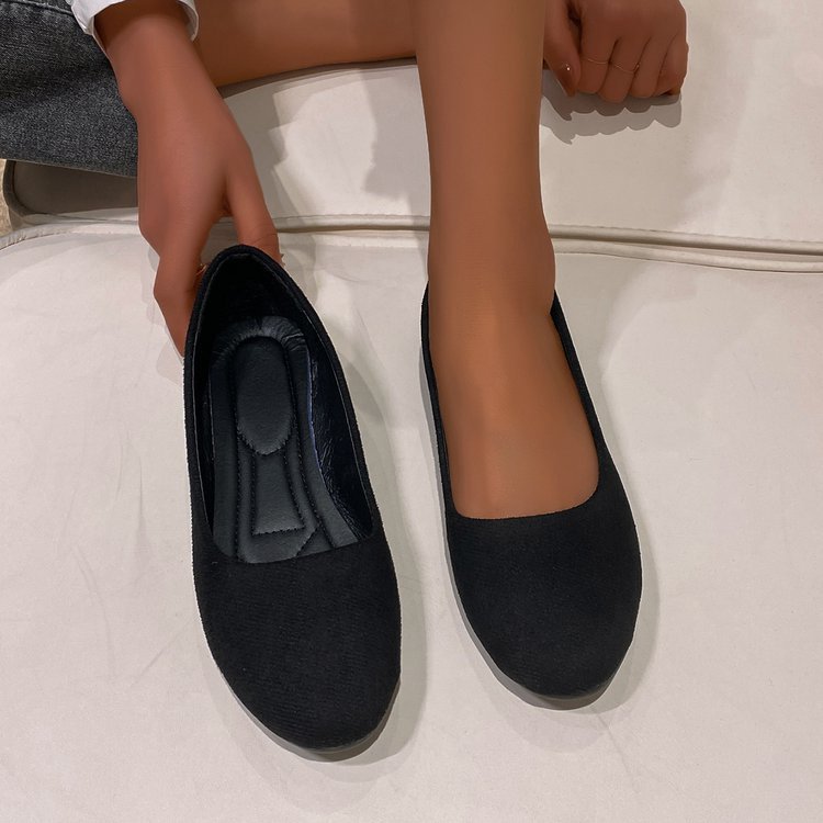 large Size Women's Shallow-mouth Shoes New Comfortable Flat-soled Suede Slip-on Women's Shoes In Stock_voghion.com