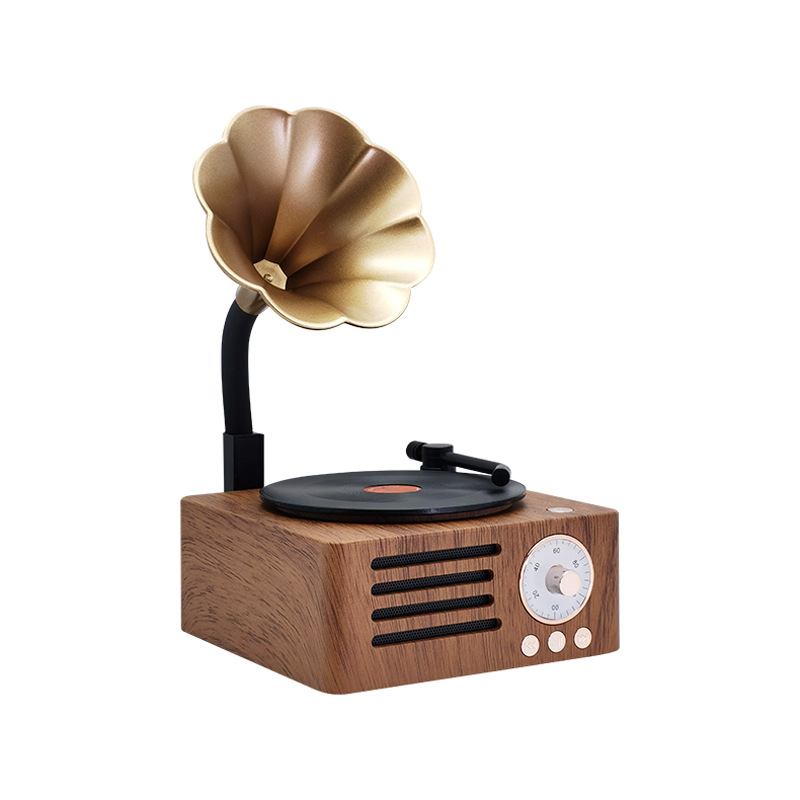 Radio retrò Mini radio FM portatile Bluetooth Speaker MP3 Music Box Giradischi vintage con microfono Supporto TFCard/AUX Play_voghion.com