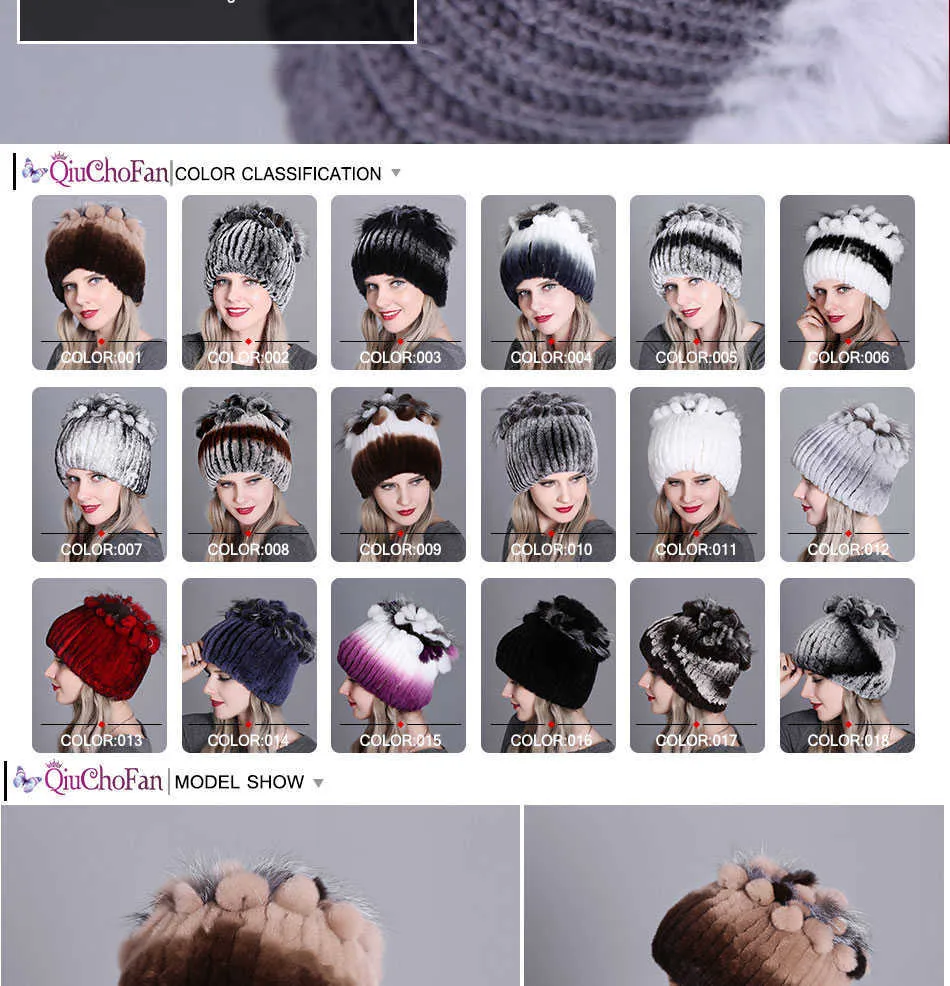 Knitted Rabbit Fur Hat For Women Winter Warm Fedora Style Cap_voghion.com