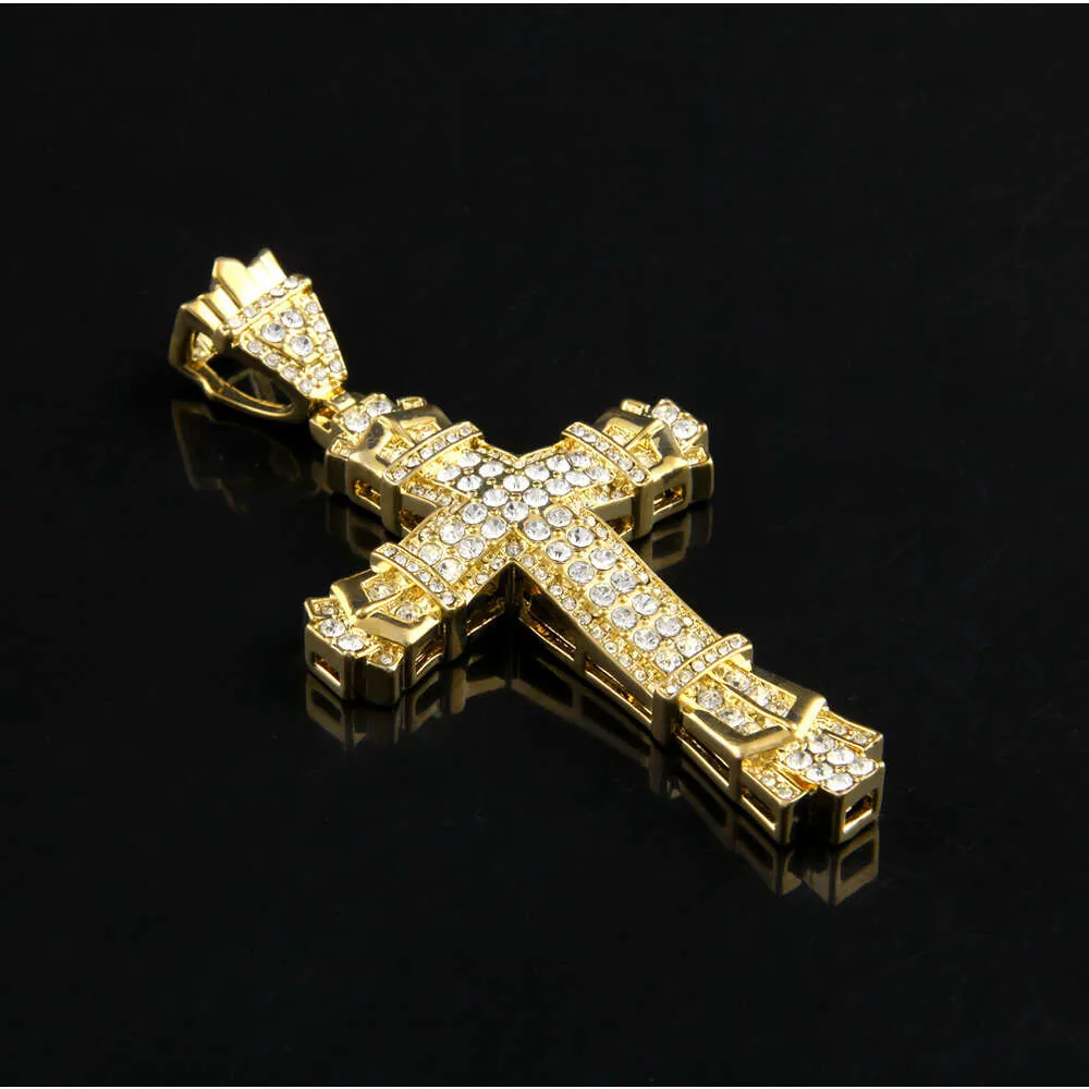 Diamant-Legierung Kreuz Anhänger Mode Herren Hip Hop Halskette Schmuck_voghion.com
