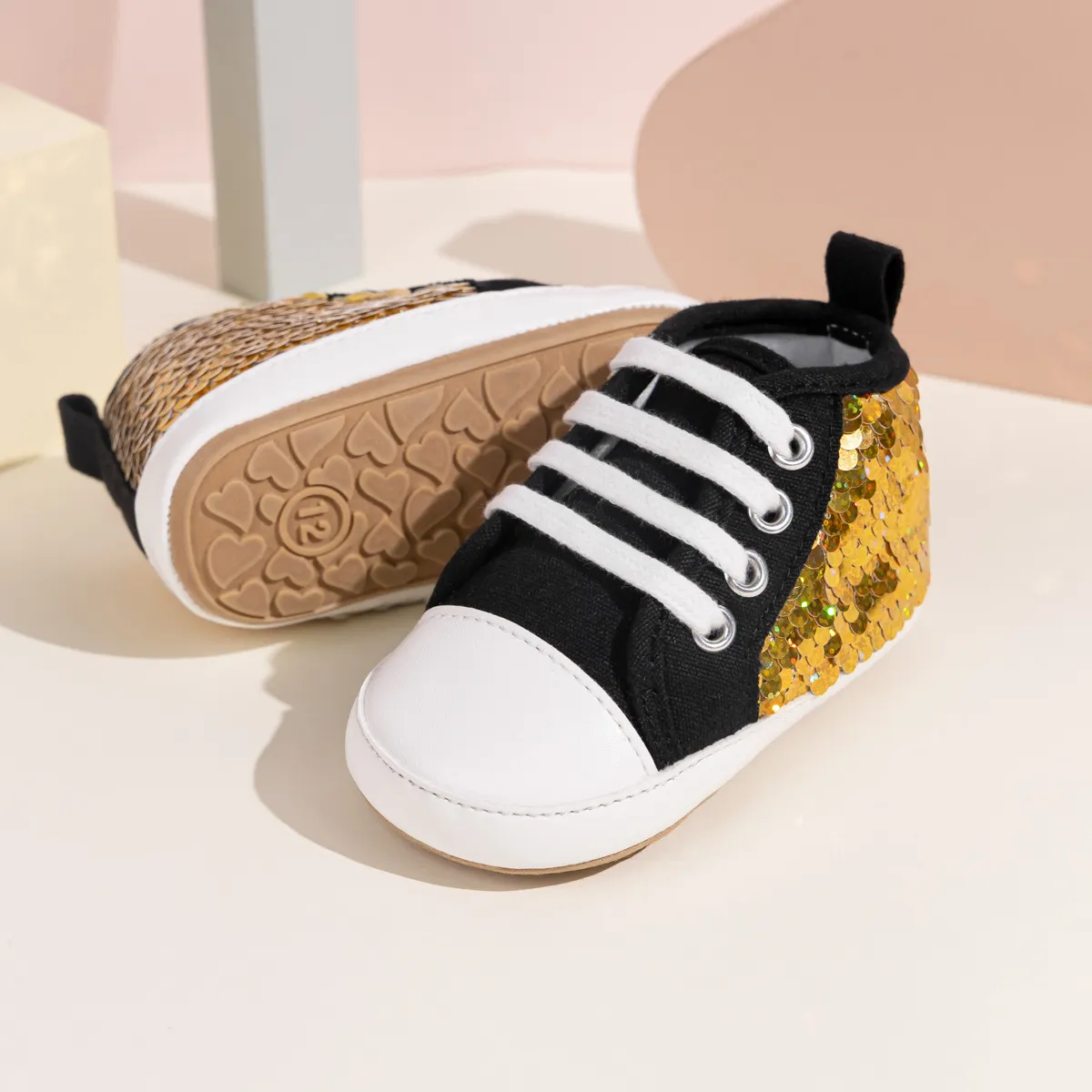 Mode Pailletten Baby Turnschuhe High Top Anti Slip Weiche Sohlen Infant Junge Mädchen Littlesprouts Kleinkind Gummi Bequem_voghion.com