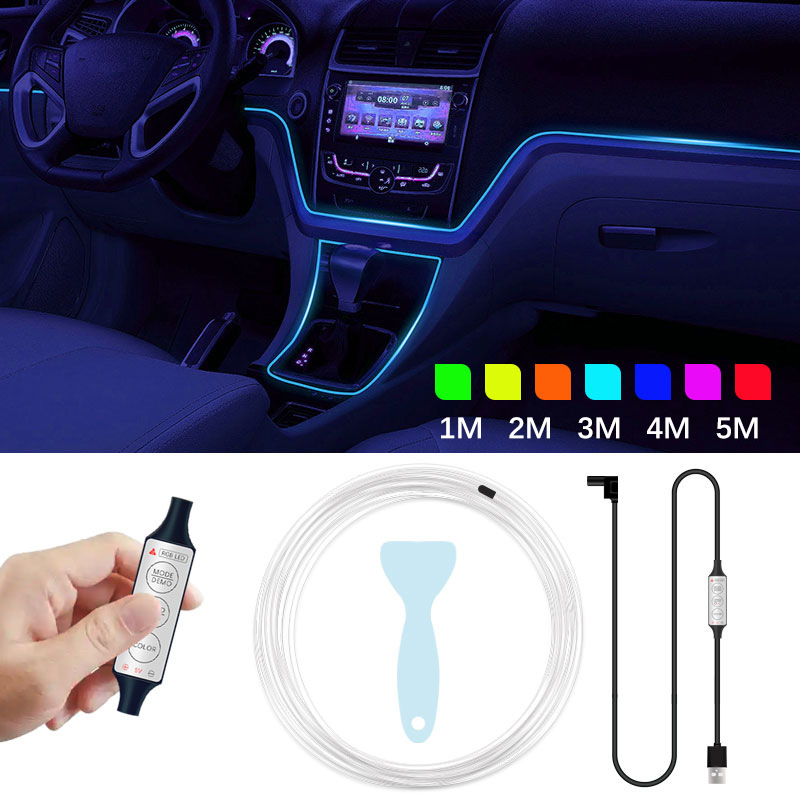New EL with edge color cold light car atmosphere light LED interior atmosphere light RGB light door seam light strip
