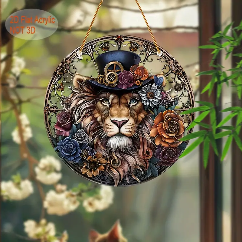 Attrape-soleil animal gentleman – Art acrylique fantaisiste 8 x 8 pouces. Décoration charmante pour salons, jardins ou comme cadeau pour les amoureux des animaux._voghion.com