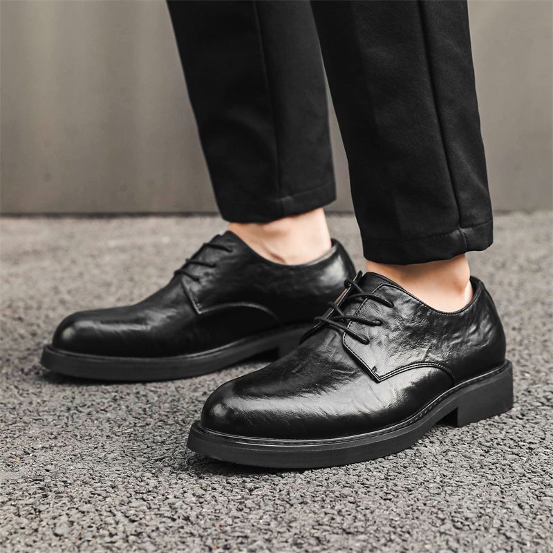 Nové business casual šaty s vrstvou hovězí kůže, pohodlné černé, svatební, pánské malé kožené boty_voghion.com