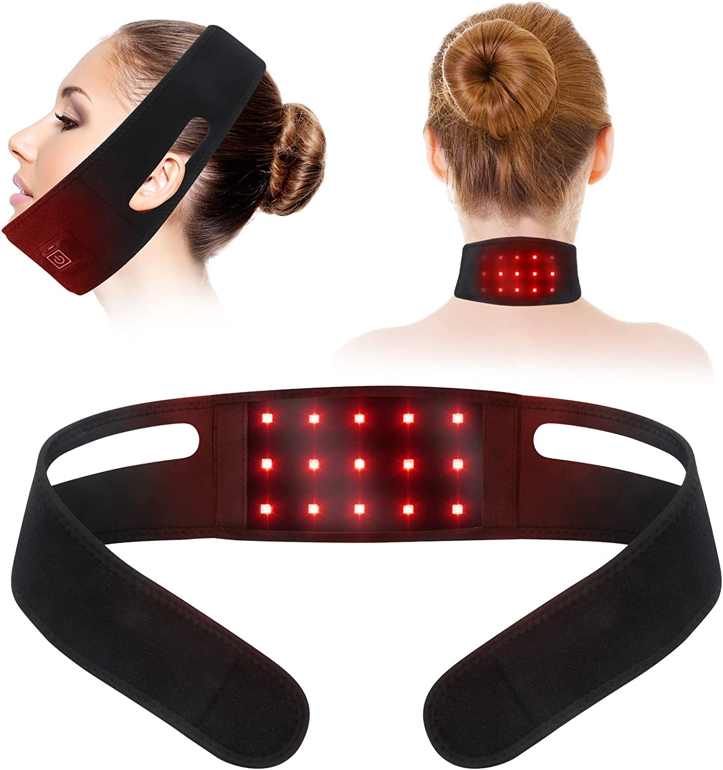 Rotlichttherapie-Infrarottherapie-Gurt-Kinn-tragbare Laser-Lipo-Schmerzlinderung für den Hals_voghion.com
