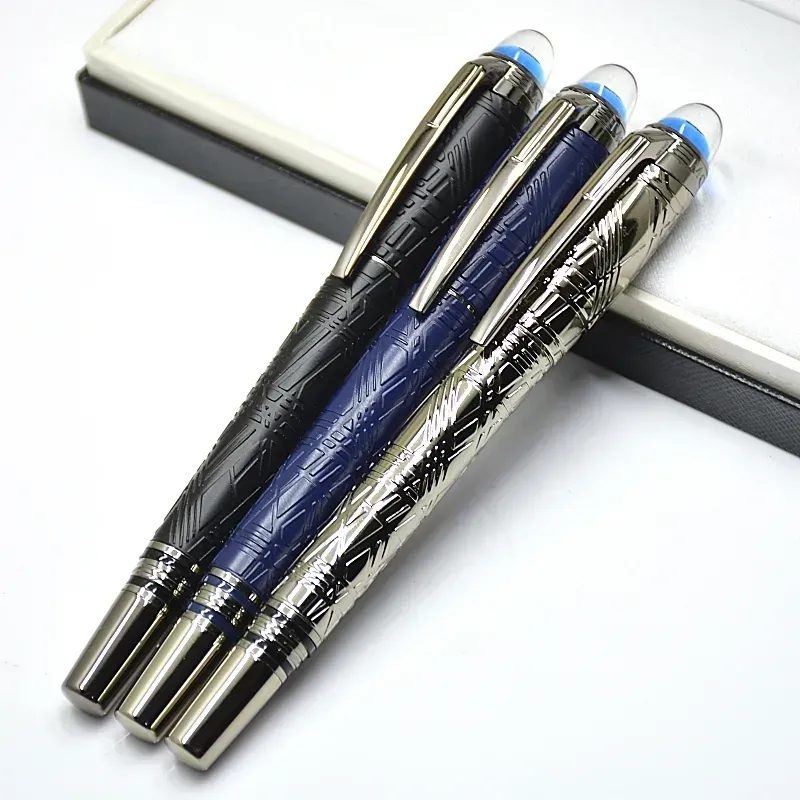 wholesale Wholesale Wholesale Luxury Monte Starwalk Blue Crystal Top Rollerball Pen Ballpoint Pen Metal Relief Barrel Office Writing Fountain Pens_voghion.com