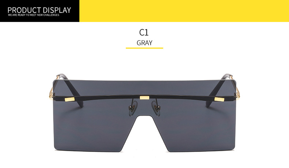 Oversized Rimless Sunglasses For Women Gradient Metal Uv400 Shades_voghion.com