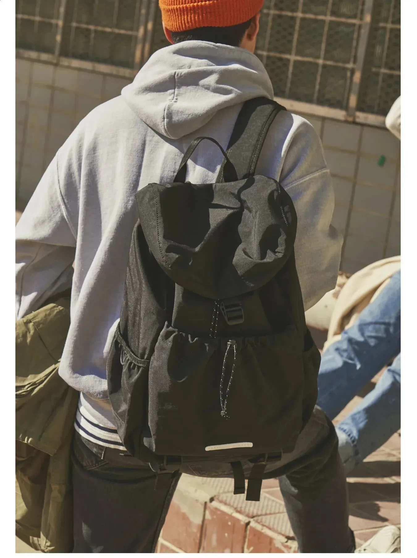 Causal Flap Drawstring Korean Unisex Nylon Fashion Outdoor Sport Travel Backpacks for Teens School Men Backpack 240822_voghion.com