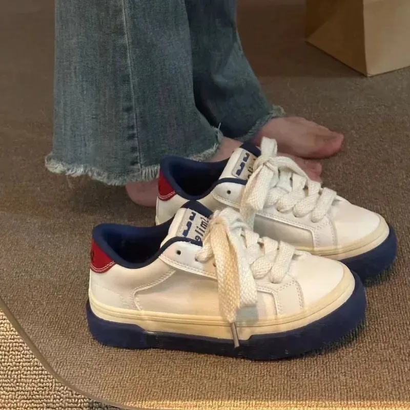 Retro rode canvas skateschoenen voor dames lage sneakers mode_voghion.com