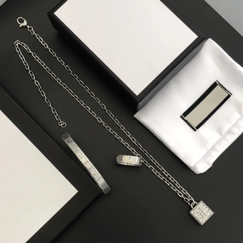 Retro Klassisch Armband Halskette Ringe Anzug Mann Frau Unisex Kette Armbänder Halsketten Schmuck Einfachheit Mode_voghion.com