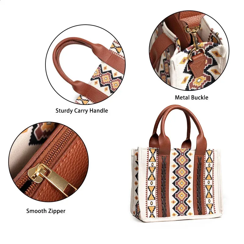 Damen Spot Cross-Border Tote Canvas Umhängetasche Bohemian Aztec Geldbörsen und Handtaschen Damen Geldbörse 240824_voghion.com