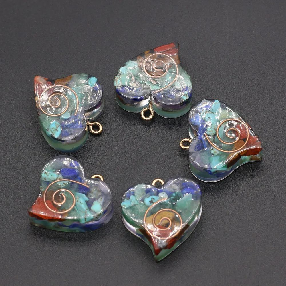 Hartvormige hars edelsteen bedel 7 chakra sieraden onderdeel_voghion.com