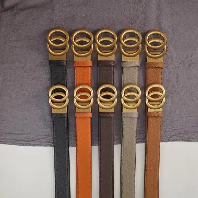 Designer Belt Reversible Buckle Genuine Leather Belts for Man Woman Width 3.4cm 3.8cm Smooth Buckles 5 Colors Optional_voghion.com
