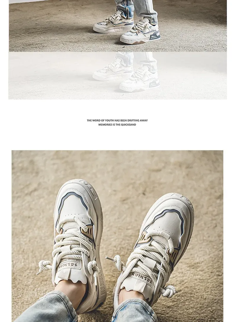 Men's Easy To Clean Skateboard Shoes, Good Grip, Breathable Lace Up Sneakers, Men's Shoes 2024_voghion.com