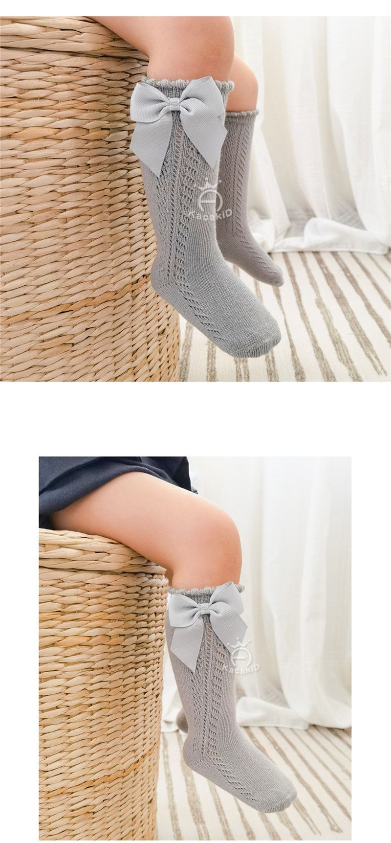 Neu Sommer Baby Knie Hohe Socken Kinder Mädchen Bogen Lange Socke Weiche Baumwolle Mesh Atmungsaktive Kinder_voghion.com
