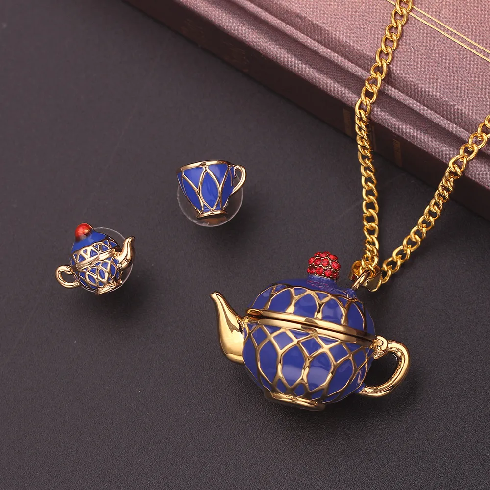 Collane con ciondolo Gioielli di moda Collana Teiera Smalto Può Aprire 85cm_voghion.com