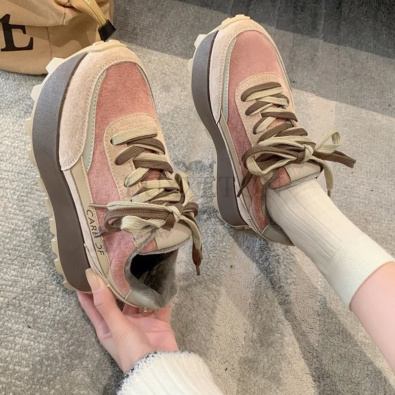 Matsuke Heel Thick Sole Mesh Breathable Sports Comfortable Lightweight Versatile Fashionable Women Casual Dad Shoes_voghion.com