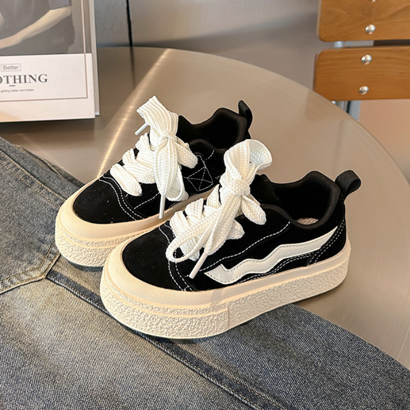 Chaussures de sport en toile rayée pour enfants, pour garçons, tout-petits, filles, semelles épaisses, plateforme, tennis, 6 à 14 ans, printemps, automne