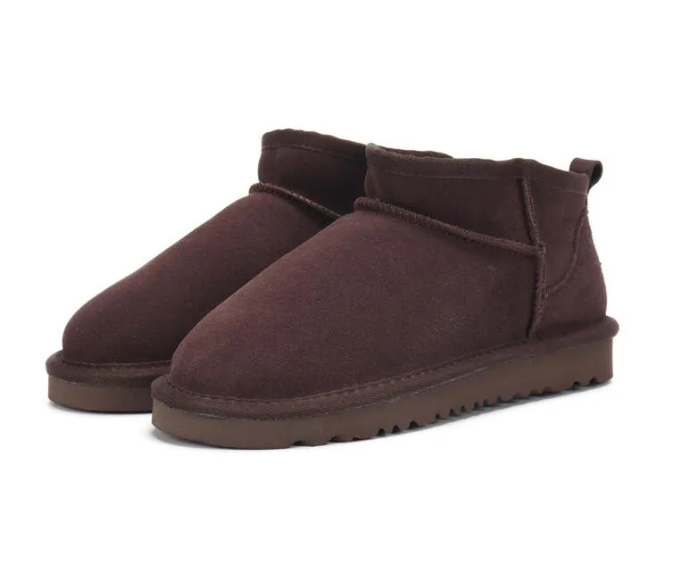 Bottes de neige courtes classiques à la mode pour femmes, bottes chaudes décontractées en peau de mouton et peluche avec sac à poussière pour cartes_voghion.com