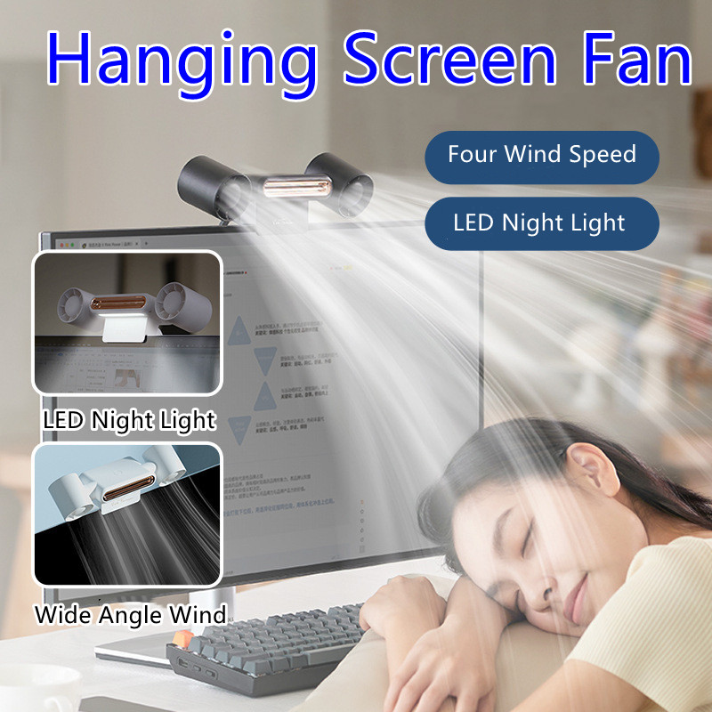 Portable Air Conditioner Bladeless USB Rechargeable Electric Fan Strong Hanging Screen Quiet Fan For Home Office Computer Desk_voghion.com