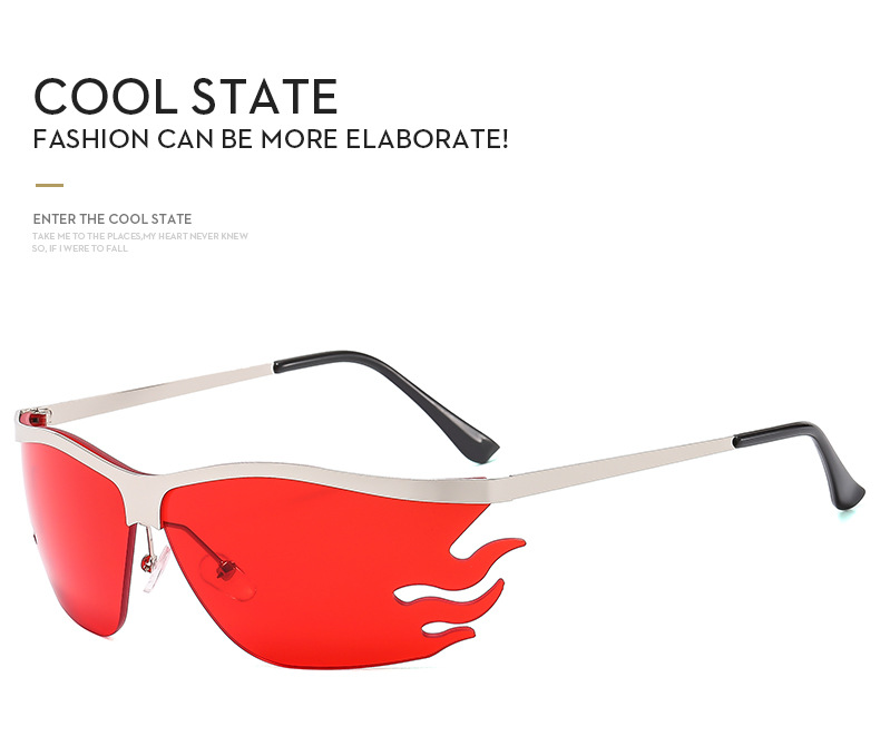 Nowe okulary przeciwsłoneczne z półramką w kształcie płomienia, spersonalizowane, modne okulary przeciwsłoneczne_voghion.com
