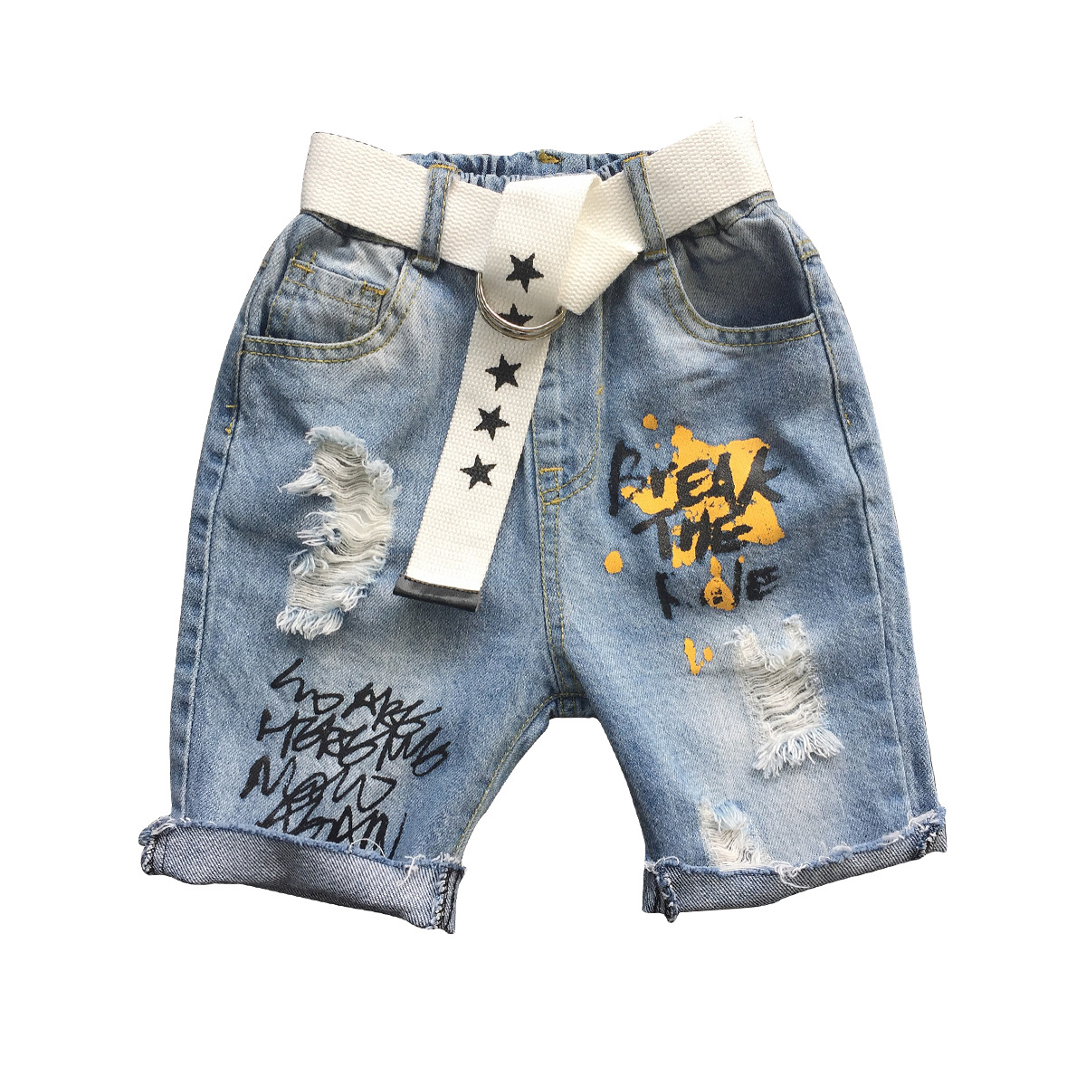 Mother&Kids Boys' Denim Shorts Summer Boys' Ripped Denim Shorts_voghion.com
