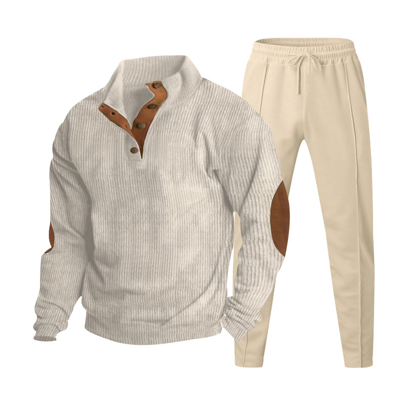 Herrars corduroy sweatshirt och byxor set med ståkrage_voghion.com
