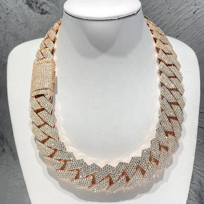 dia Gold Necklace 20mm Width 3 Row Hop Hip Jewelry Iced Out Moissanite Dias Cuban K Chain Necklaces Designer Bracelet_voghion.com