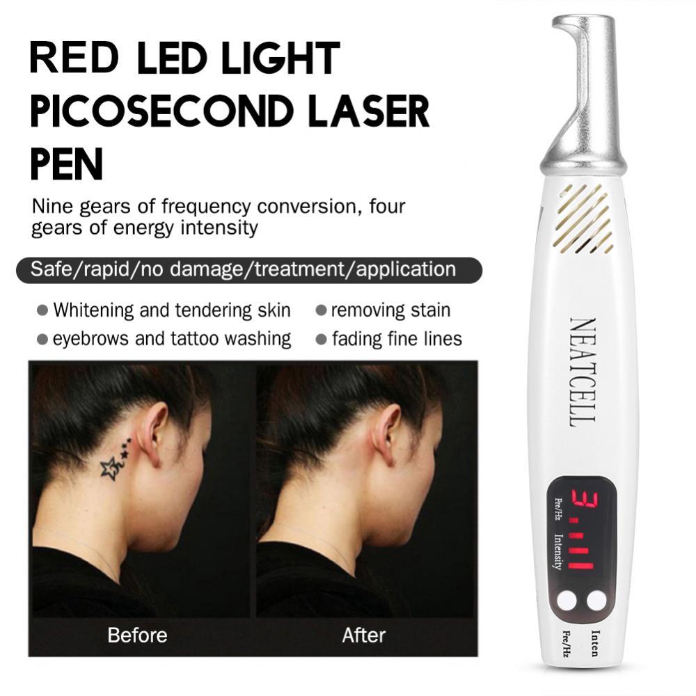 Håndheald Red Light Picosecond Laser Pen Ar Tatovering Fjernelse Melanin Dilute Device + Repair Set - intl_voghion.com
