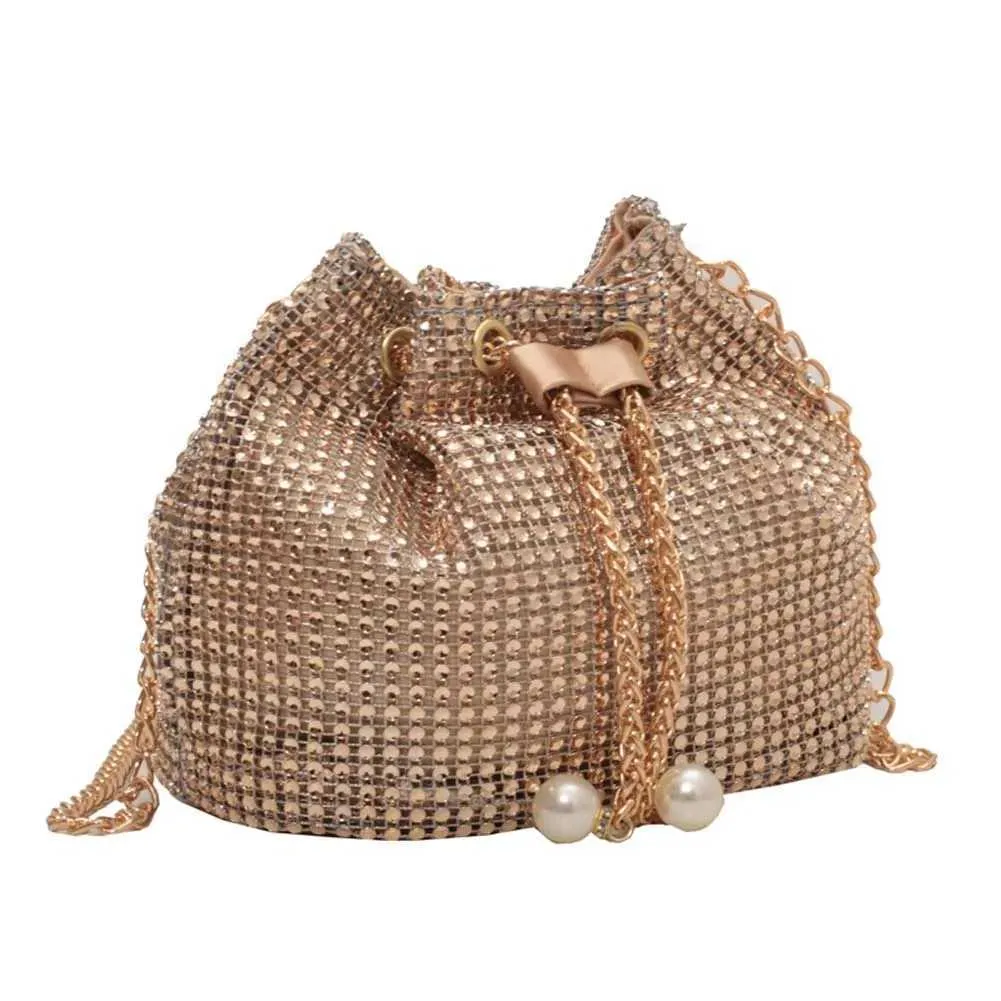 Moda Rhie Handbags Shiny Dia Bucket Wedding Party Shoulder Underarm Bag per le donne Shoppin241211_voghion.com