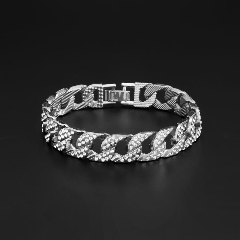 Bracciale Rhie con fibbia cubana in stile punk e micro intarsi, semplice e di nicchia, con bottone a pressione, stile hip-hop_voghion.com