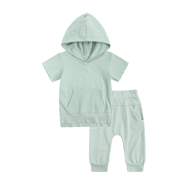 Mother&Kids Children's suit hooded short-sleeved hoodie trousers two-piece children's suit_voghion.com