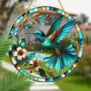 20,3 x 20,3 cm Traumfänger mit Kolibri und Blumenmotiv – doppelseitiges, leuchtendes Acryl. Perfekte Dekoration für Fenster, Wände und Garten. Kein Strom nötig. Tolles Weihnachtsgeschenk für Mütter._voghion.com