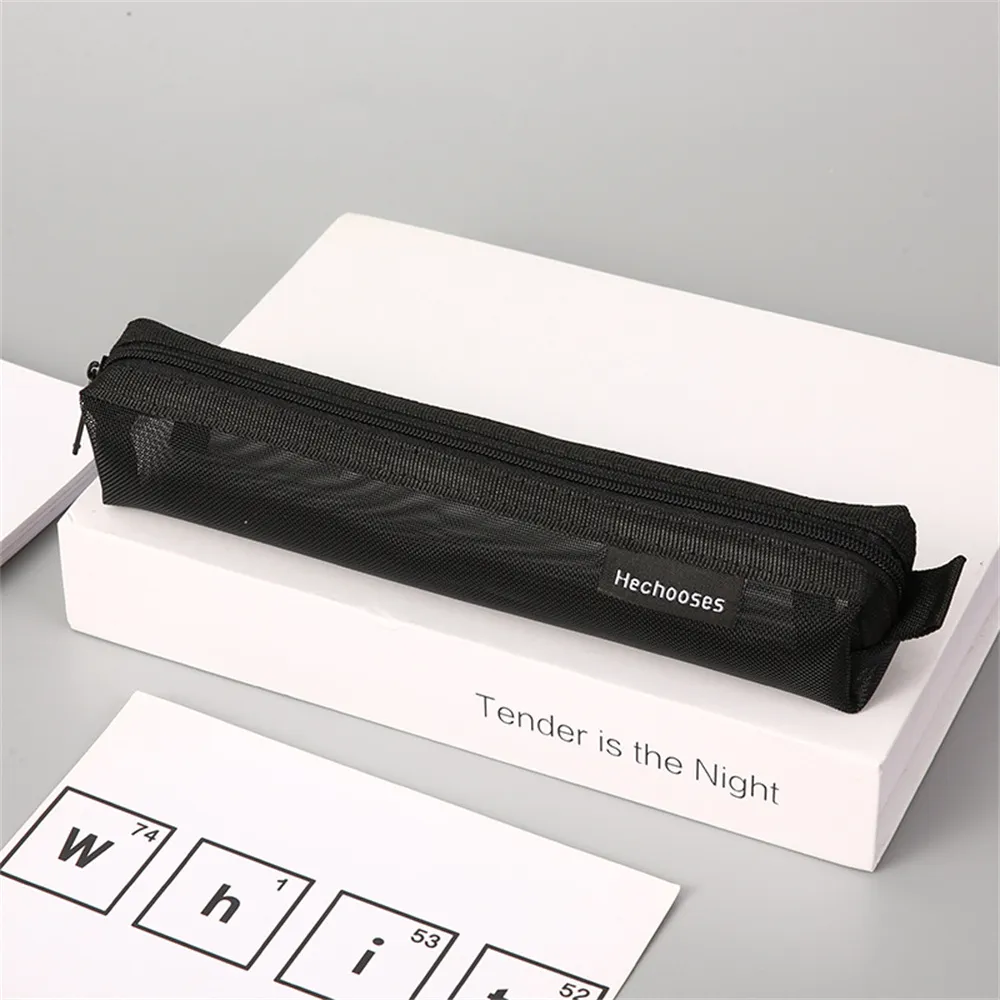 Sacchetto trasparente con cerniera in rete per cosmetici, trucco, articoli da toeletta, organizer da viaggio, rossetto, forniture scolastiche_voghion.com