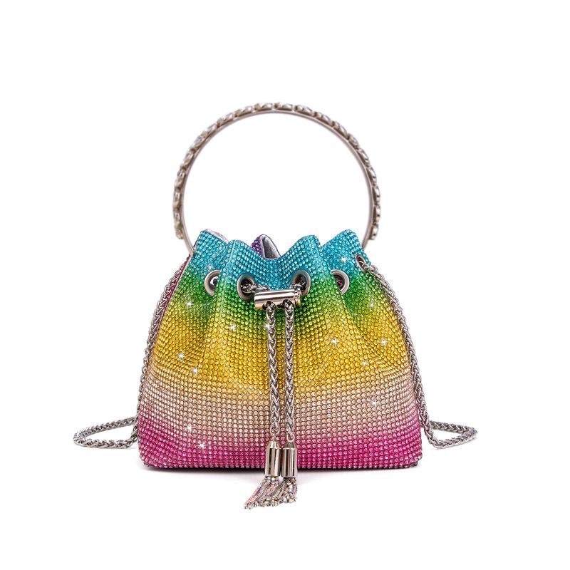 Kleine Beuteltasche mit Diamantbesatz und Kordelzug, hochwertige Umhängetasche, trendige Abendtasche_voghion.com