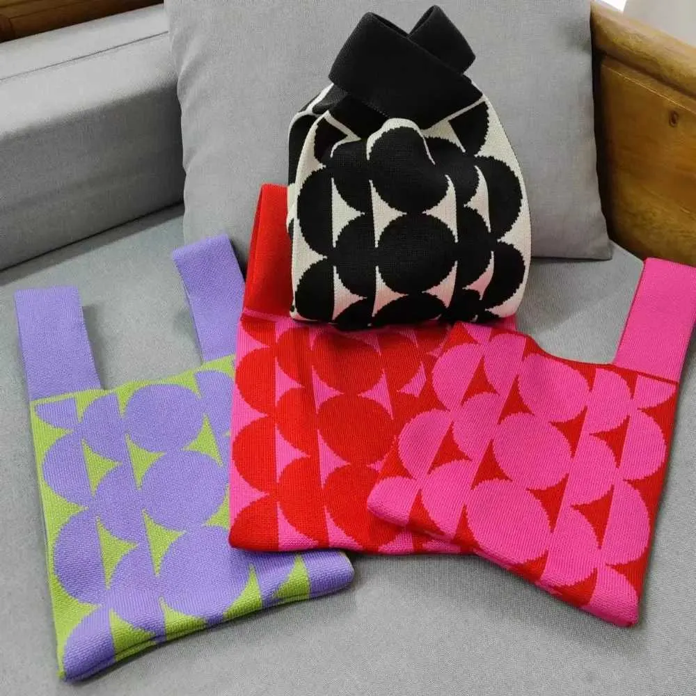 4-color mini suitable for girls reusable handmade knitted handbag shopping bag Y241106_voghion.com