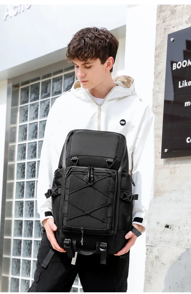 OZUKO 17,3 Zoll Laptop 35L Reise Nylon Tasche Outdoor Wasserdicht Multifunktions Große Kapazität Wandern Rucksack_voghion.com