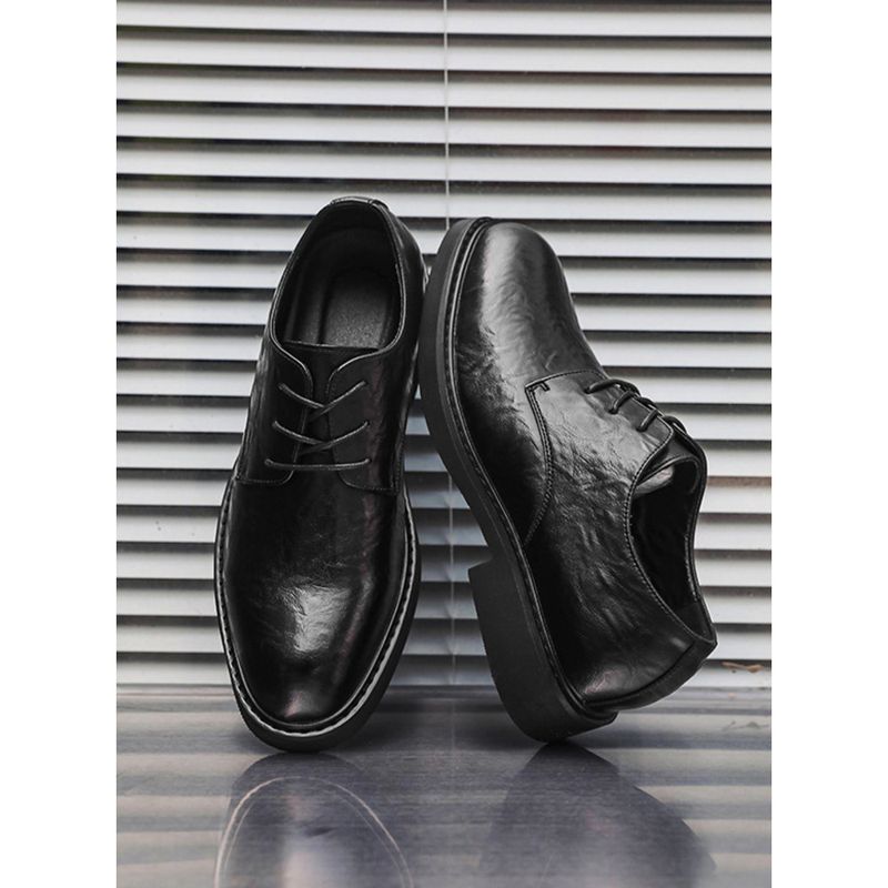 Nové business casual šaty s vrstvou hovězí kůže, pohodlné černé, svatební, pánské malé kožené boty_voghion.com