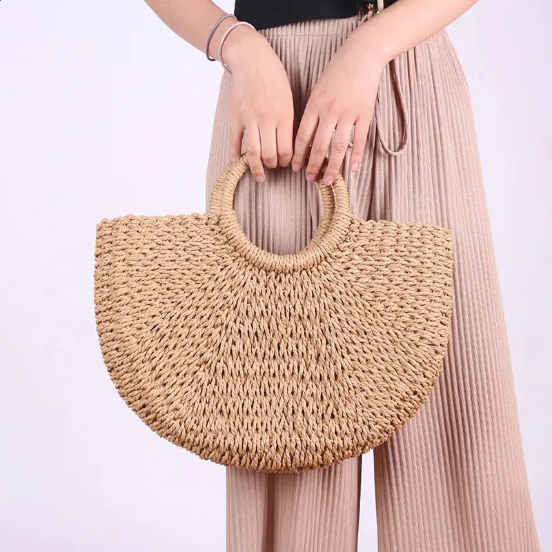Ydlns Fashion MOON Straw Handbags Summer Beach Rattan Bag Handmade Vintage Woven Handbag For Women bolsa femme 240809_voghion.com