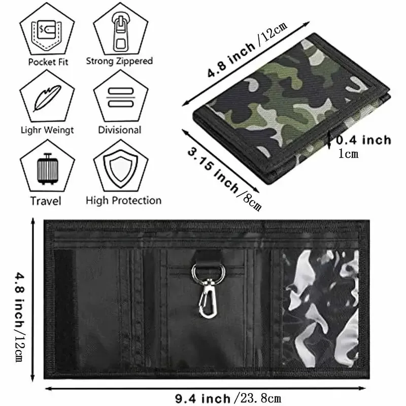 Erkek Toptan Kamuflaj Kumaş Cüzdan Katlanır Polyester Kısa Para Çantası Erkek Çocuk Rahat Trend Cüzdanlar_voghion.com