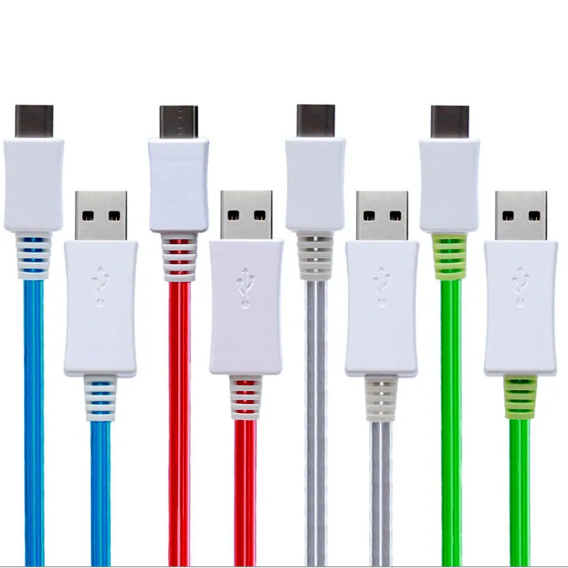 1m Cell Cables Led TPE Flash Light Up Data Line Mobile Phone Charger Glowing Android Micro USB Type C Cable_voghion.com