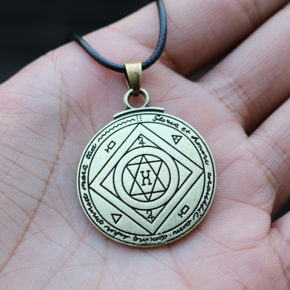 Viking amulet necklace Solomon pentagram sealed pendant pagan witchcraft jewelry_voghion.com
