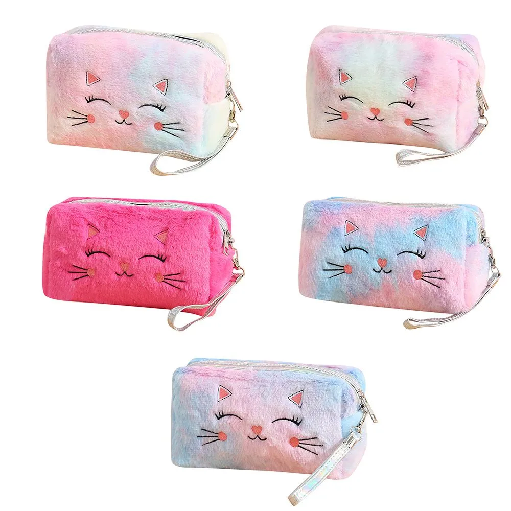Cartoon Plüsch Katze Kosmetik Frauen Bunte Make-Up Tasche Tragbare Kulturtasche Reise Veranstalter Weibliche Beauty Case_voghion.com