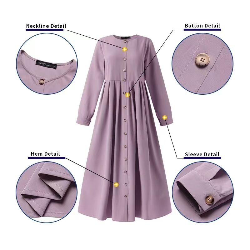 Dammekleeder Fréijoer an Hierscht Rock Plus Size Dammekleed mat lockerem Temperament fir Pendelen, laang Robe_voghion.com