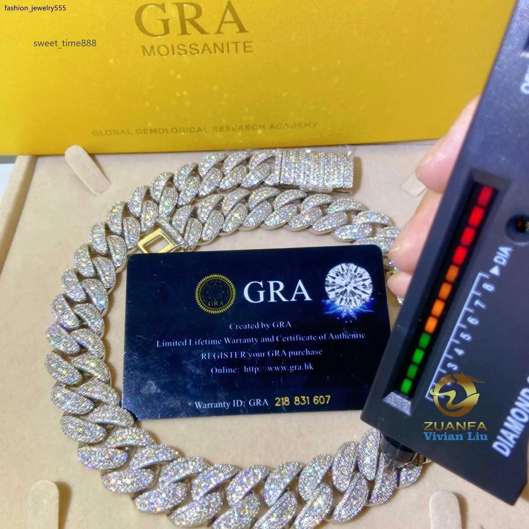 κρεμαστό κόσμημα με διαμάντια pass tester κουβανέζικο κολιέ σύνδεσμο για προσαρμοσμένο κρεμαστό κόσμημα 18 χιλιοστών χιπ χοπ ανδρών κοσμήματα μεγάλα κολιέ VVS moissanite_voghion.com