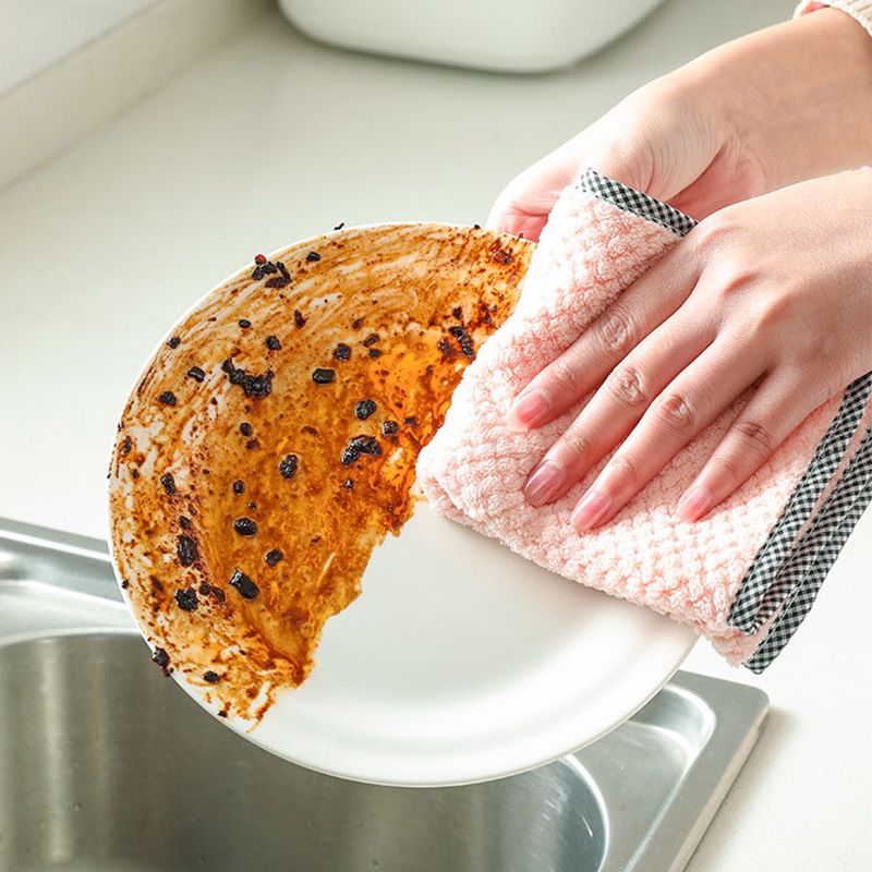 Asciugamano da cucina, straccio, straccio in microfibra, strofinaccio, antiaderente, olio, panno per la pulizia del tavolo, panno assorbente, paglietta per la casa_voghion.com