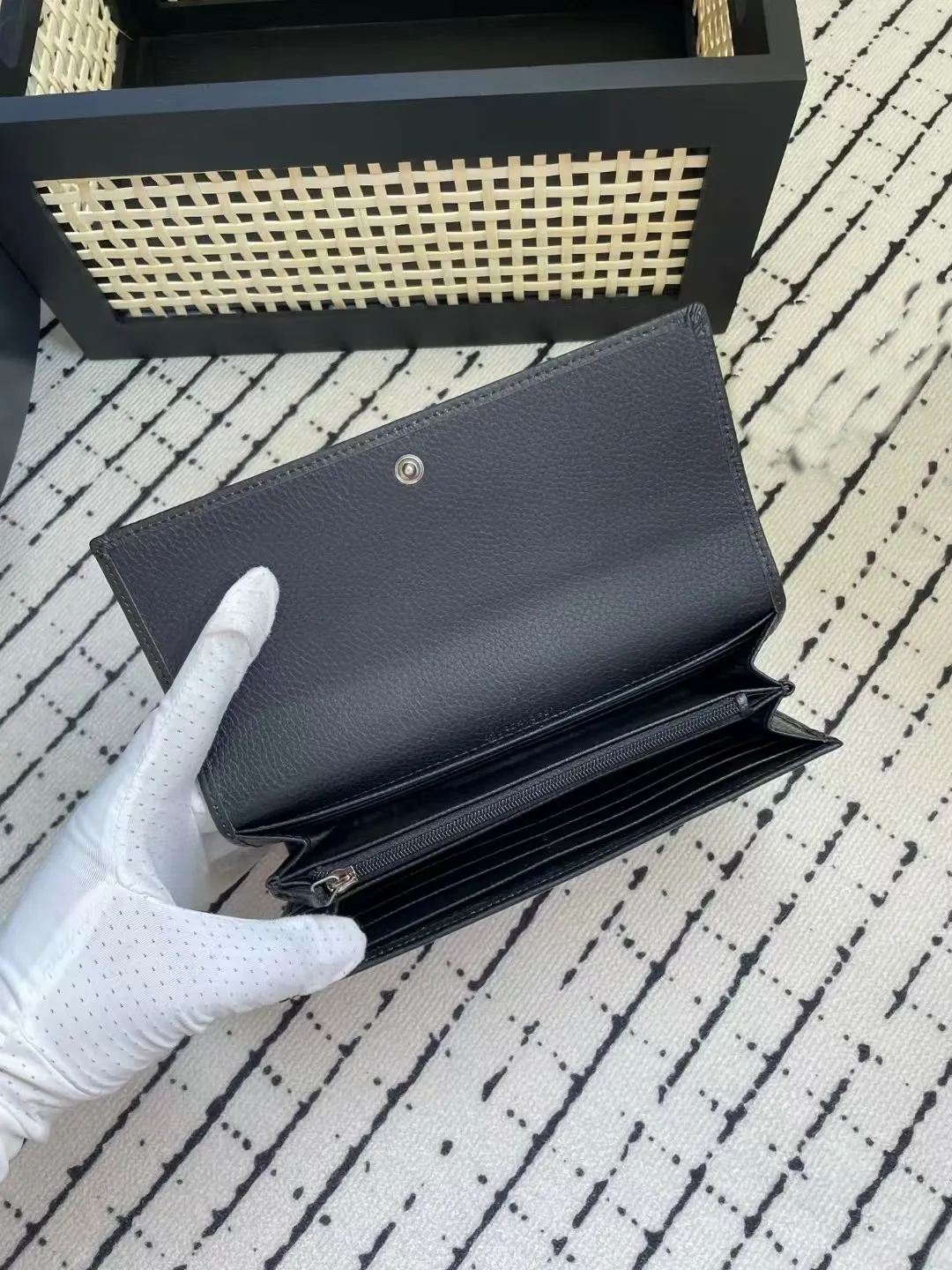 Lange Geldbörsen für Damen aus echtem Leder, Kartenhalter aus genarbtem Kalbsleder | 2024 Designer-Geldbörse_voghion.com