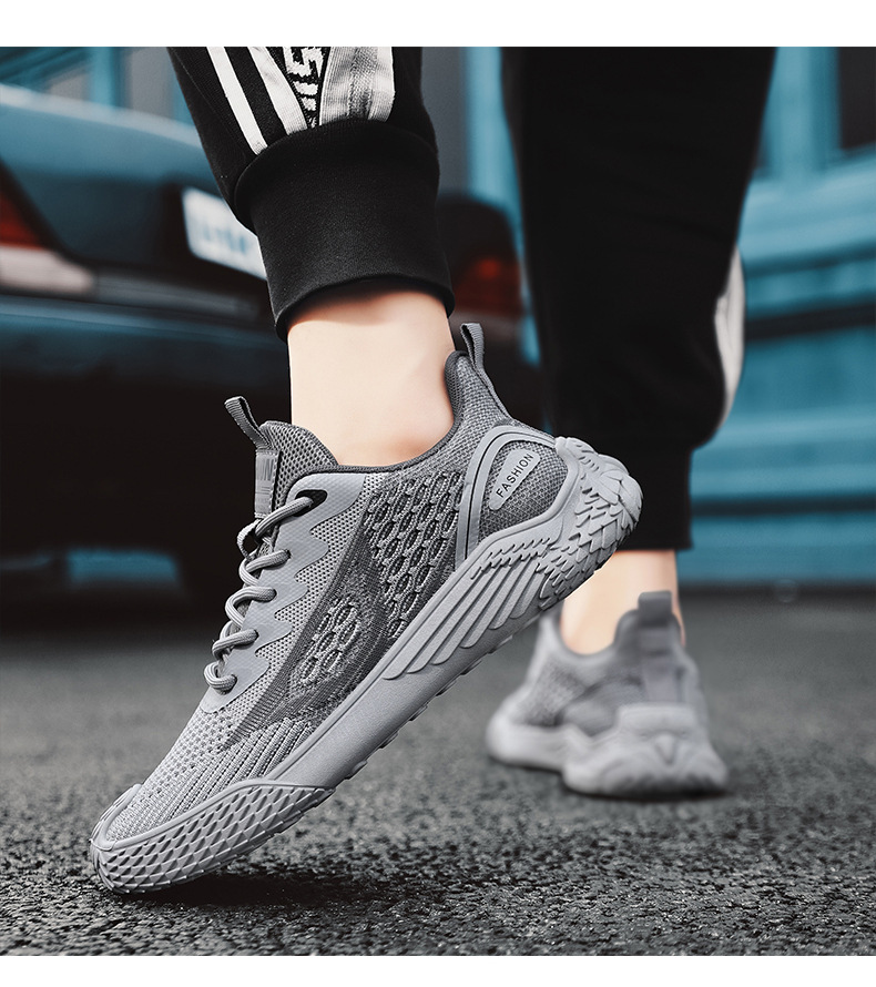 Straight men's breathable sports and leisure running soft soled mesh board shoes, trendy shoes_voghion.com