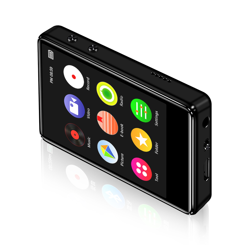 Original metal MP4 player Bluetooth 5.0 touch screen 2.4 inch built-in speaker MP3 with e-book radio recording video playback_voghion.com