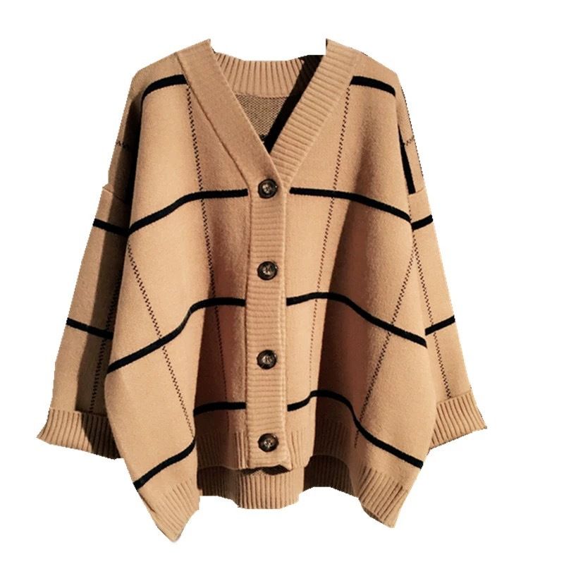 Women's Clothing autumn and winter new Korean thickened plaid cardigan female version versatile student single breasted_voghion.com